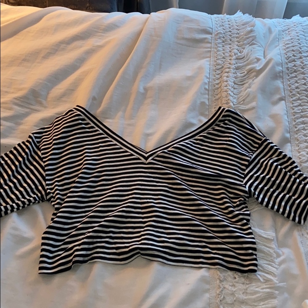 NWOT never worn off the shoulder striped shirt